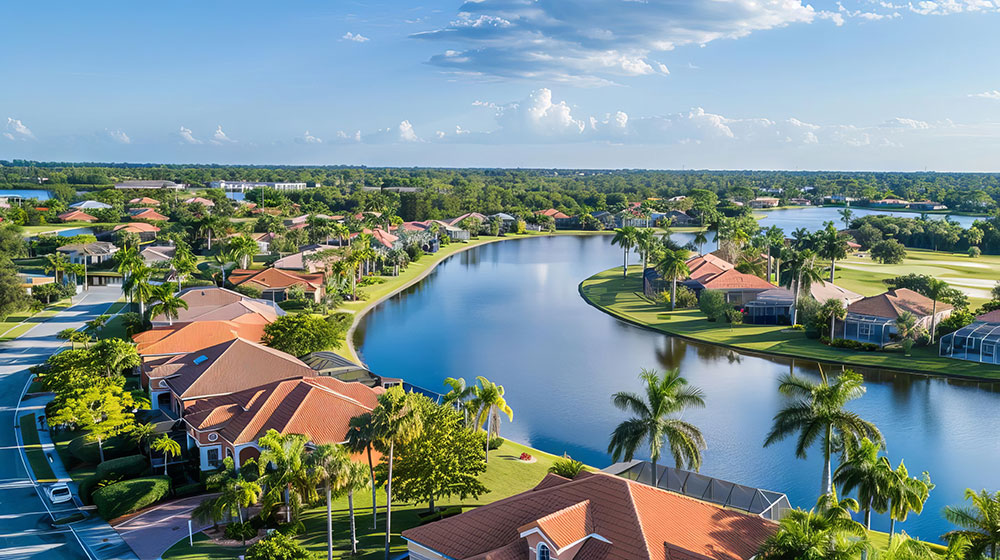 Houses along a canal in Florida