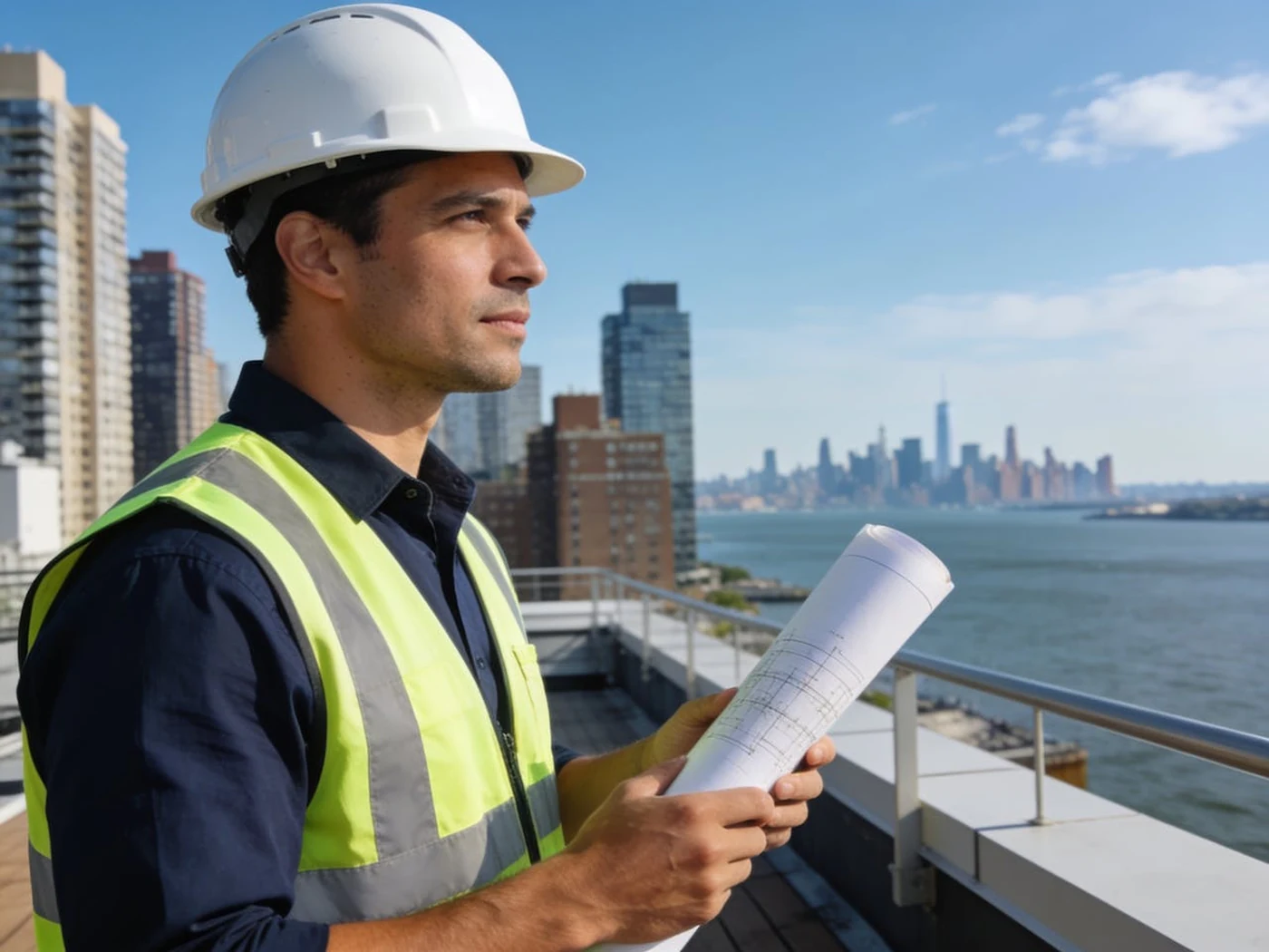 Professional engineer reviewing technical plans for New Jersey engineering work